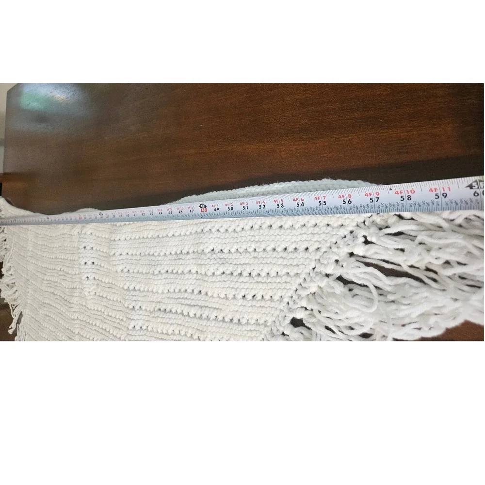 UCrochet Shawl Women Cream White Fringe Trim Boho Triangle Wra